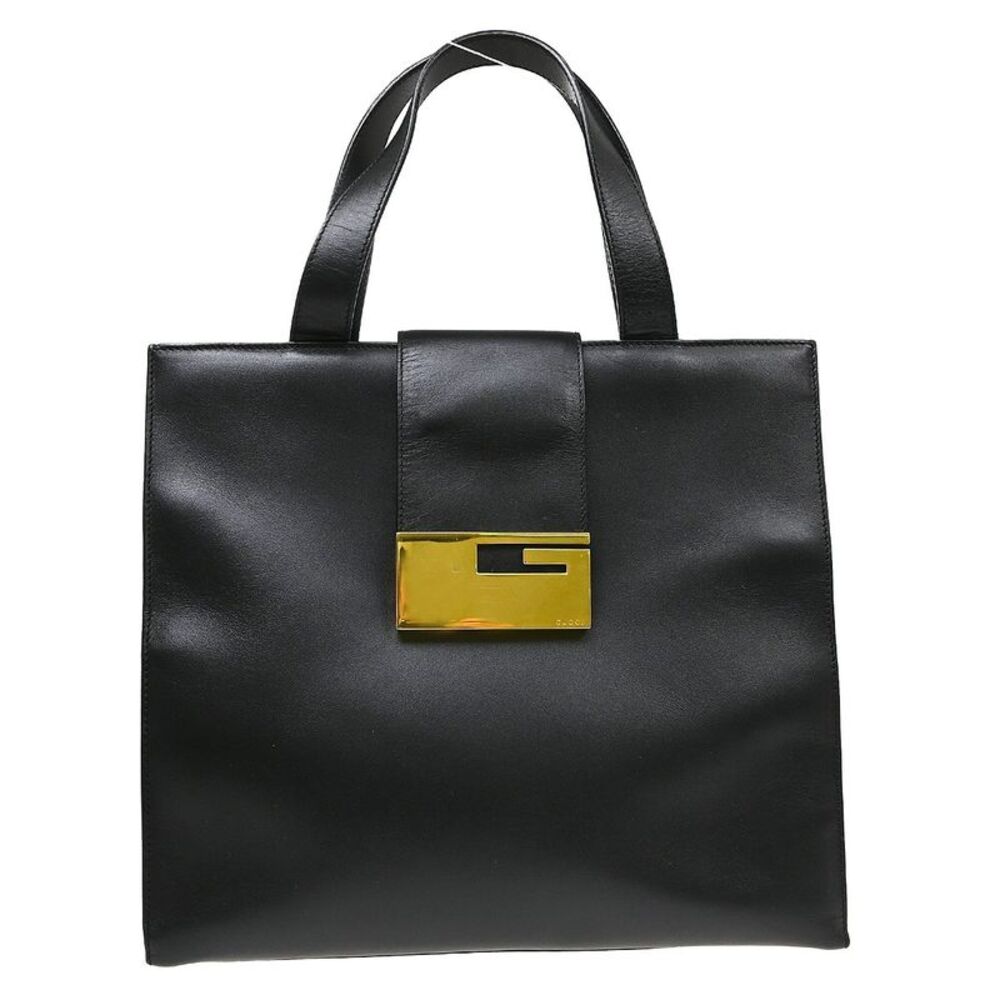 Gucci Vintage Square G Leather Black Leather Handbag